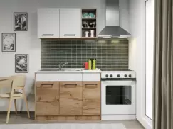 Set Mobila Bucatarie Gastro 110 Alb/Stejar - C17 imagine