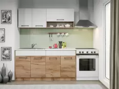 Set Mobila Bucatarie Gastro 160 Alb/Stejar - C07 imagine