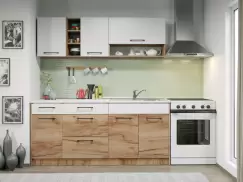 Set Mobila Bucatarie Gastro 180 Alb/Stejar - C05 imagine