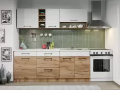 Set Mobila Bucatarie Gastro 200 Alb/Stejar - C01 imagine