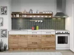 Set Mobila Bucatarie Gastro 200 Alb/Stejar - C22 imagine