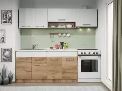 Set Mobila Bucatarie Gastro 220 Alb/Stejar - C06 imagine