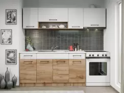 Set Mobila Bucatarie Gastro 220 Alb/Stejar - C20 imagine