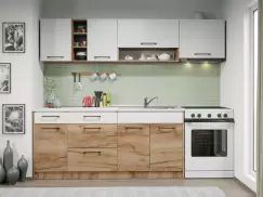 Set Mobila Bucatarie Gastro 240 Alb/Stejar - C04 imagine