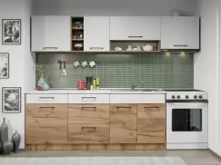 Set Mobila Bucatarie Gastro 260 Alb/Stejar - C03 imagine