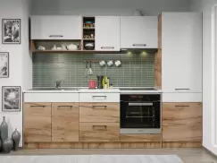 Set Mobila Bucatarie Gastro 260 Alb/Stejar - C10 imagine