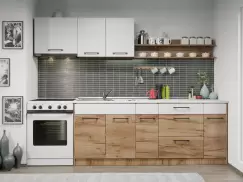 Set Mobila Bucatarie Gastro 260 Alb/Stejar - C15 imagine