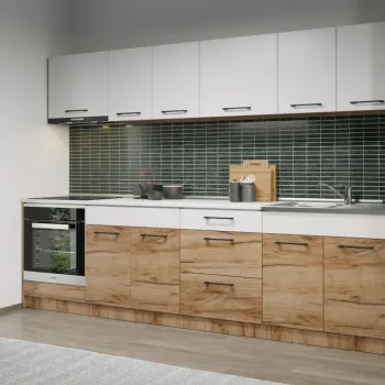 Set Mobila Bucatarie Gastro 280 Alb/Stejar - C42 imagine