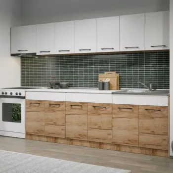 Set Mobila Bucatarie Gastro 300 Alb/Stejar - C43 imagine