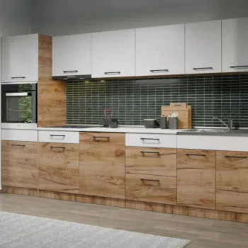 Set Mobila Bucatarie Gastro 320 Alb/Stejar - C44 imagine