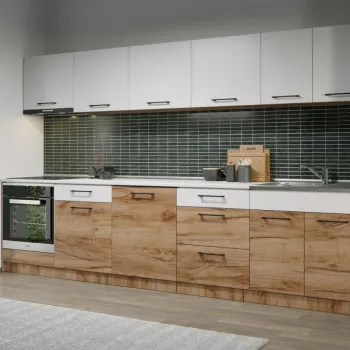 Set Mobila Bucatarie Gastro 320 Alb/Stejar - C45 imagine