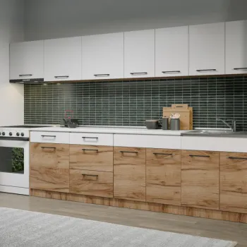 Set Mobila Bucatarie Gastro 340 Alb/Stejar - C46 imagine