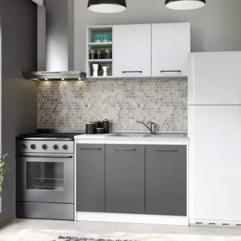 Set Mobila Bucatarie Mina Dual 110 Gri Antracit/Alb C107 imagine