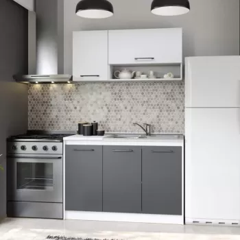 Set Mobila Bucatarie Mina Dual 120 Gri Antracit/Alb C106 imagine