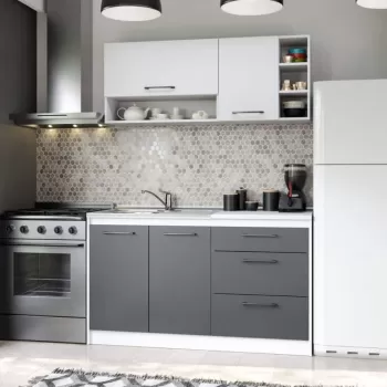 Set Mobila Bucatarie Mina Dual 140 Gri Antracit/Alb C101 imagine