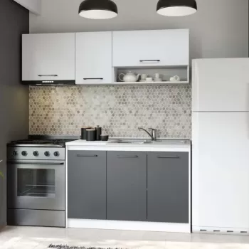 Set Mobila Bucatarie Mina Dual 180 Gri Antracit/Alb C105 imagine