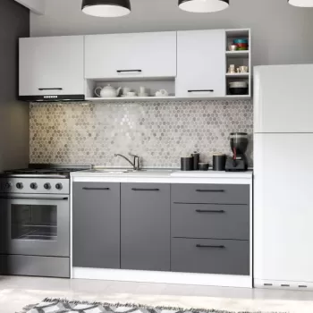 Set Mobila Bucatarie Mina Dual 200 Gri Antracit/Alb C102 imagine