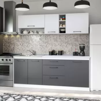 Set Mobila Bucatarie Mina Dual 200 Gri Antracit/Alb C95 imagine