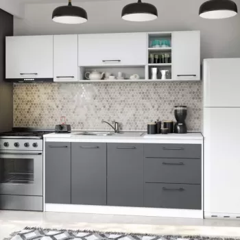 Set Mobila Bucatarie Mina Dual 230 Gri Antracit/Alb C109 imagine