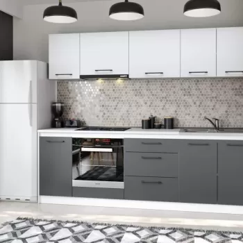 Set Mobila Bucatarie Mina Dual 240 Gri Antracit/Alb C96 imagine