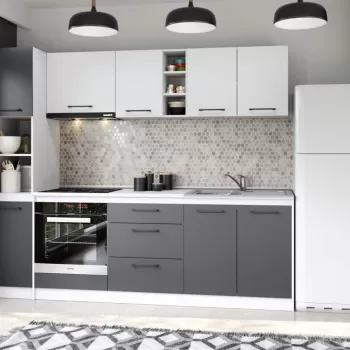 Set Mobila Bucatarie Mina Dual 244 Gri Antracit/Alb C121 imagine