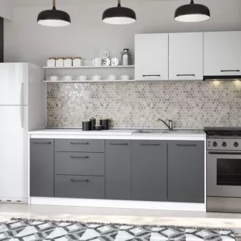 Set Mobila Bucatarie Mina Dual 260 Gri Antracit/Alb C108 imagine