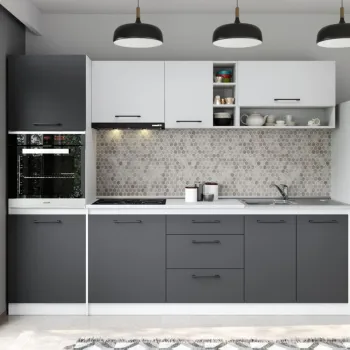 Set Mobila Bucatarie Mina Dual 260 Gri Antracit/Alb C173 imagine