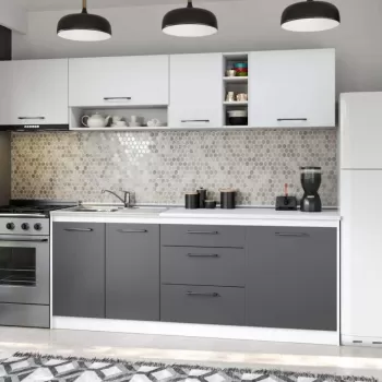 Set Mobila Bucatarie Mina Dual 260 Gri Antracit/Alb C97 imagine