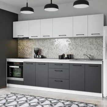 Set Mobila Bucatarie Mina Dual 280 Gri Antracit/Alb C165 imagine