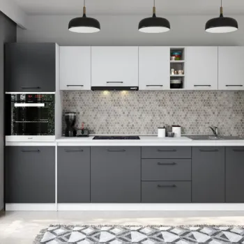 Set Mobila Bucatarie Mina Dual 300 Gri Antracit/Alb C182 imagine