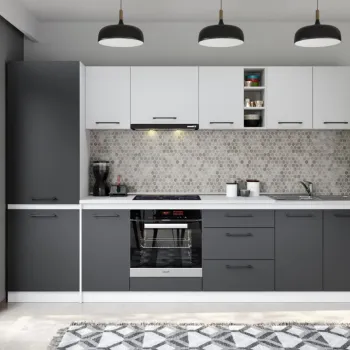 Set Mobila Bucatarie Mina Dual 300 Gri Antracit/Alb C183 imagine