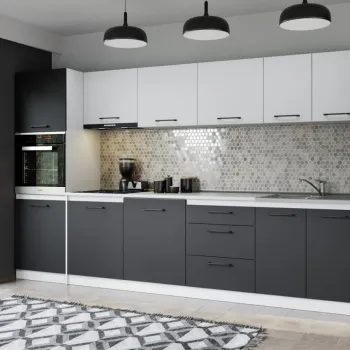 Set Mobila Bucatarie Mina Dual 320 Gri Antracit/Alb C167 imagine