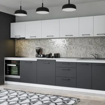 Set Mobila Bucatarie Mina Dual 320 Gri Antracit/Alb C168 imagine