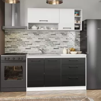 Set Mobila Bucatarie Mina Yang 140 Ferrara/Alb C128 imagine