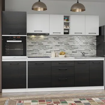 Set Mobila Bucatarie Mina Yang 260 Ferrara/Alb C178 imagine