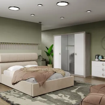 Set Mobila Dormitor Alb Noel tapitat cu oglinda C1 imagine