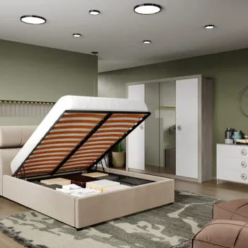 Set Mobila Dormitor Alb Noel tapitat cu oglinda C2 imagine