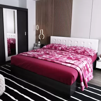 Set Mobila Dormitor Bingo F Tapitat Alb - 4 piese imagine