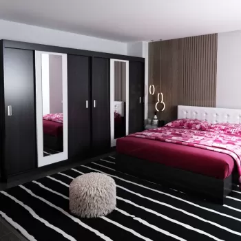 Set Mobila Dormitor Bingo F Tapitat Alb Dulap Dublu imagine