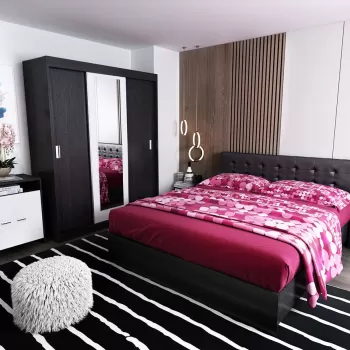 Set Mobila Dormitor Bingo F Tapitat Wenge imagine