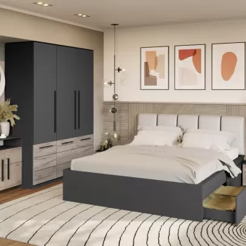 Set Mobila Dormitor Gri Noce C4 imagine