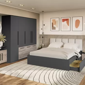 Set Mobila Dormitor Gri Noce C5 imagine