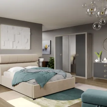 Set Mobila Dormitor Gri Noel tapitat cu oglinda C3 imagine