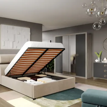 Set Mobila Dormitor Gri Noel tapitat cu oglinda C4 imagine