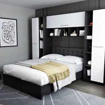 Set Mobila Dormitor Mario 2.87m pat incadrat tapitat wenge imagine