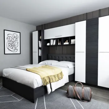 Set Mobila Dormitor Mario 3.44m pat incadrat tapitat wenge imagine