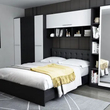 Set Mobila Dormitor Mario 3.85m pat incadrat tapitat wenge imagine