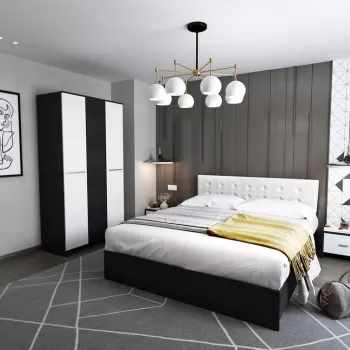 Set Mobila Dormitor Mario 3U 4 piese tapitat alb imagine