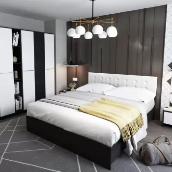 Set Mobila Dormitor Mario 3U 5 piese tapitat alb imagine