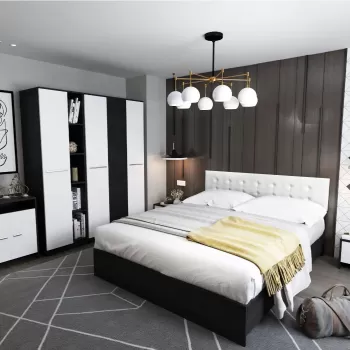 Set Mobila Dormitor Mario 3U 6 piese tapitat alb imagine